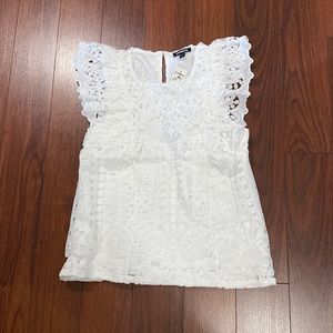 Express white ruffle lace top